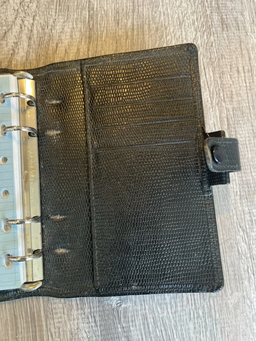 Vintage 90s Filofax Pocket Organizer 4-Ring Planner Binder | Black Lizard Print
